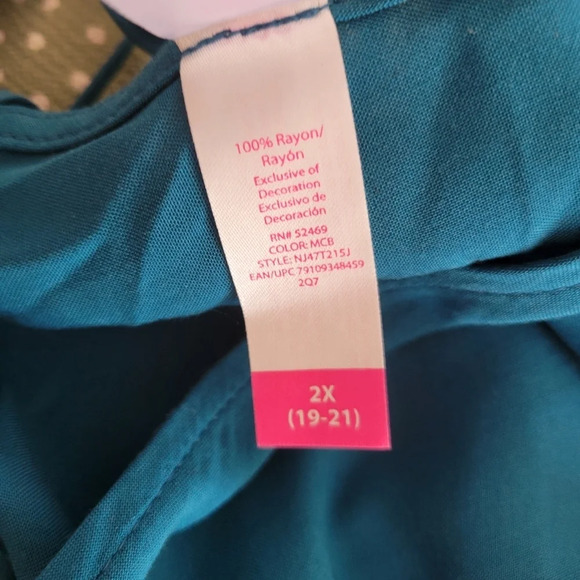 NO BOUNDARIES Teal V Neck Flowy Longsleeve Blouse - Picture 7 of 7